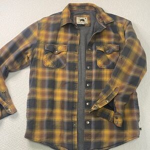 Dakota Grizzly Plaid Button Down Shirt in Yellow and Gray with thermal lining
